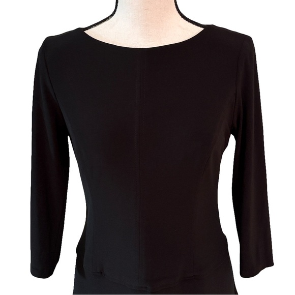Anne Klein Black Stretch Fit & Flare 3/4 Sleeve Dress Size 2 - Picture 3 of 8
